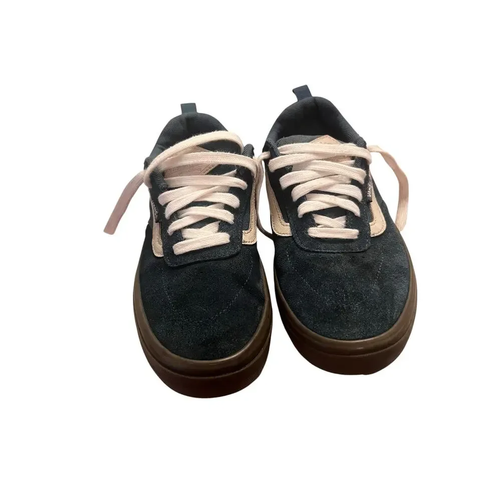 VANS Men's 7.5 Blue Old School Classic Fuzzy Suede Gum Lace Up Skater Sneakers